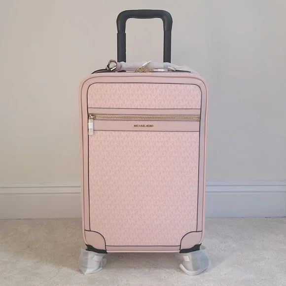 NWT MK Light Pink Signature Logo Travel Carry On Suitcase, 12.75”X 18.75” X 7.5”